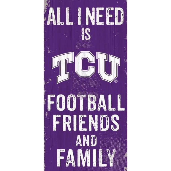 TCU Horned Frogs Sign Wood 6x12 Football Friends and Family Design Color - Special Order