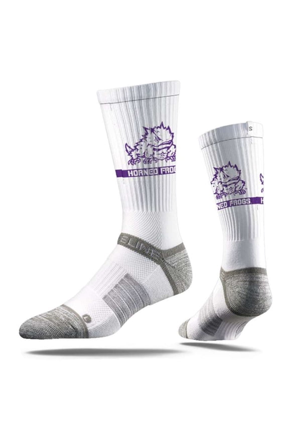 TCU Horned Frogs Strideline Premium Crew Sock - White