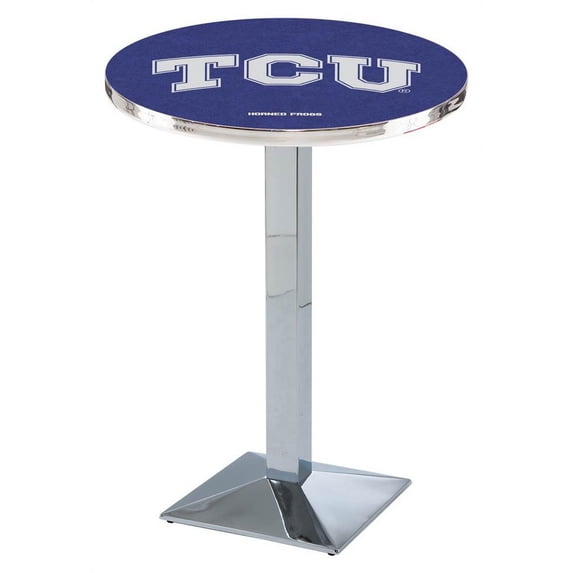 TCU Horned Frogs 36" Square Base Chrome Pub Table