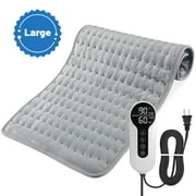 TCVOR Flannel Heating Pad for Back Pain Relief, 12" x 24" Electric Heating Pad, Fast-heating for Muscle Pain and Cramps Relief, 6 Heat Settings, 4 Timer Auto Shut Off, Machine Washable