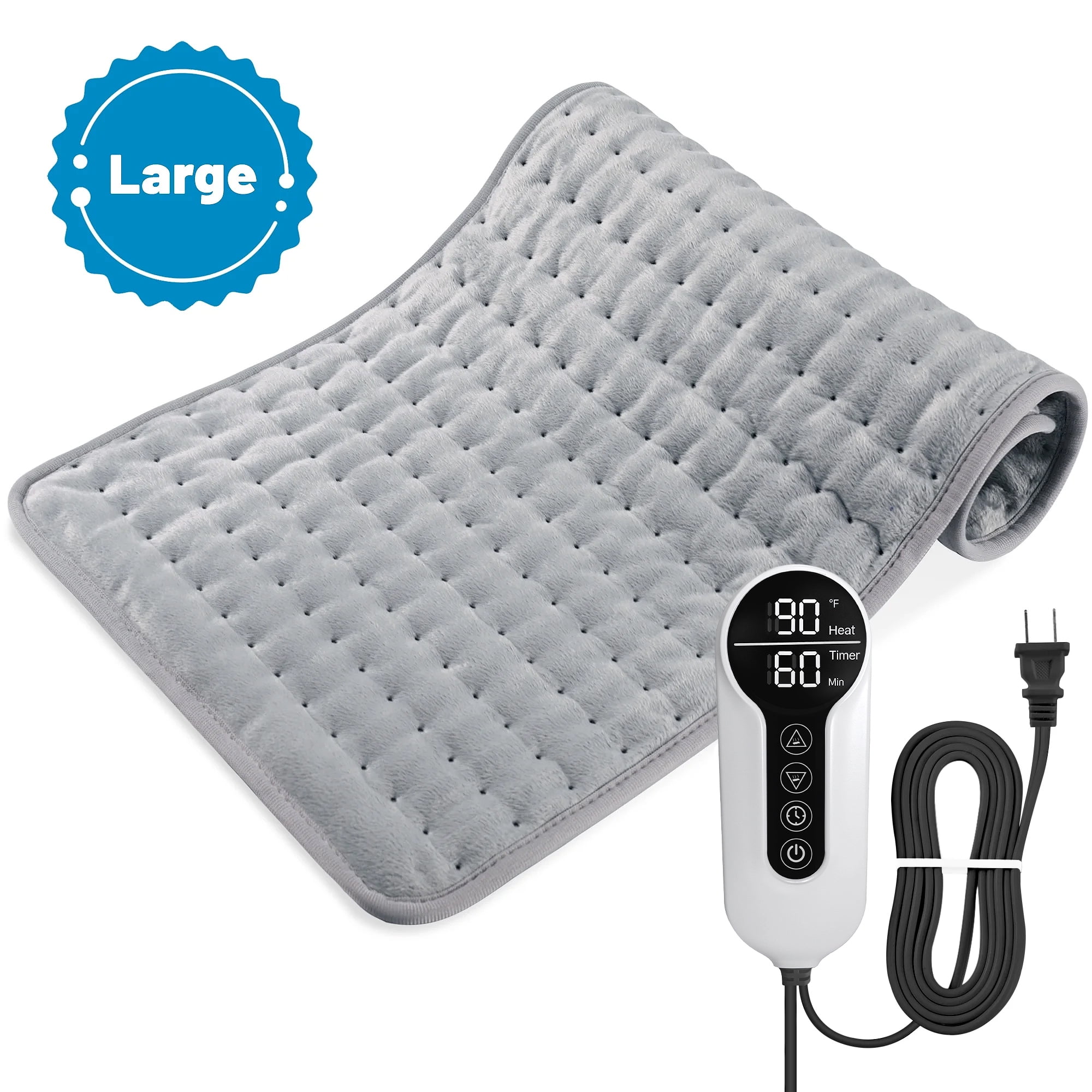 TCVOR Heating Pad for Back Pain and Cramps Relief, 12" x 24" Ultra Soft Flannel Electric Heating Pad with 6 Heat Settings, 4 Timer Auto Shut Off, Moist and Dry Heat Option, Machine Washable