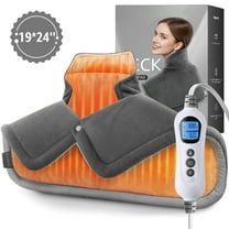 TCVOR 19''x24'' Heating Pad for Neck and Shoulders, 2Lb Weighted Soft Flannel Electric Heating Pads with 6 Heat Settings & 6 Timer Auto Shut Off, Gray