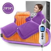 TCVOR Soft Flannel Heating Pad for Neck and Shoulders and Back, 19 x 24 in Wearable Weighted Electric Heating Pads with 6 Heat Settings & 6 Timer Auto Shut Off, Puple
