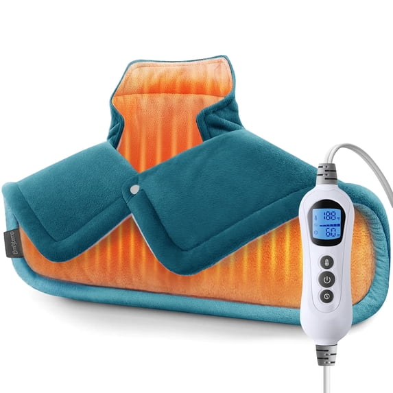 TCVOR Weighted Heating Pad for Neck and Back, Super Soft Flannel Wearable Electric Heating Pads with 6 Heat Settings & 6 Timer Auto Shut Off, 19 x 24 in, Green