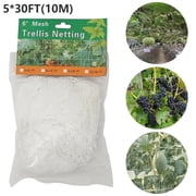 Tcwhniev Trellis Netting 5.9" Mesh - 30FT Heavy Duty Plant Support Net for Climbing Vegetables, Tomatoes, Cucumbers & Vines, White
