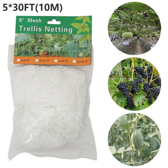 Tcwhniev 30FT Grow Trellis Netting - Plant Support Grow Tent Garden Mesh Net Polyester