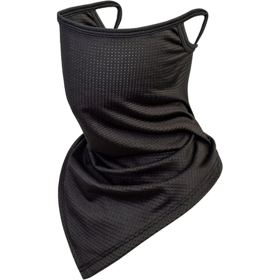 TClian Balaclava Neck Gaiter with Ear Loops, UV Sun Protection Face Mask, Black