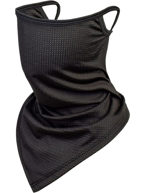 Balaclava Neck Gaiter with Ear Loops, UV Sun Protection Face Mask, Black