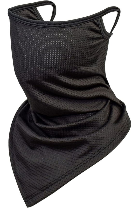 Balaclava Neck Gaiter with Ear Loops, UV Sun Protection Face Mask, Black