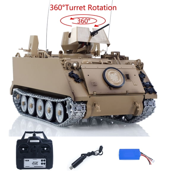 TD 1/16 RC Tank M2412-B M113A1 ACAV 360 Turret Rotation Infrared Metal Wheels Gearbox Smoke Unit Radio Control Military Model