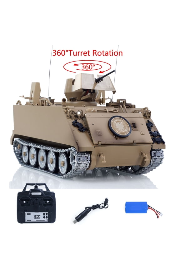 TD 1/16 RC Tank M2412-B M113A1 ACAV 360 Turret Rotation Infrared Metal Wheels Gearbox Smoke Unit Radio Control Military Model