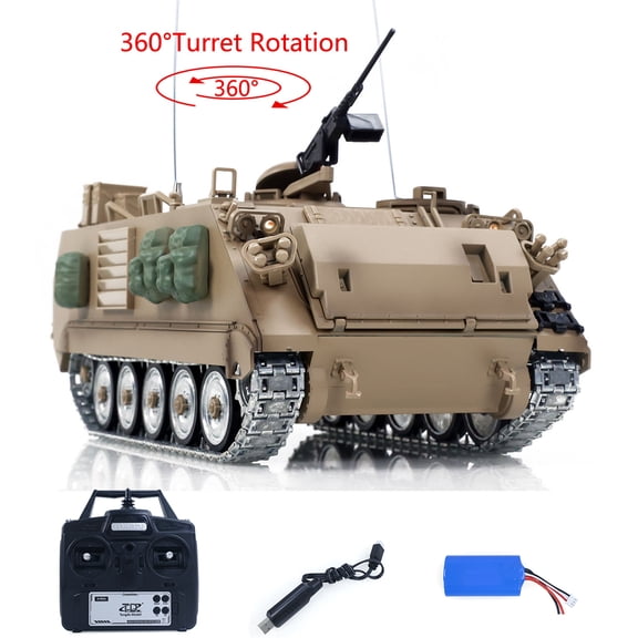 TD 1/16 RC Tank M2412-C M113A2 APC Infrared Turret Rotary 360 Degree Remote Control Electric Military Vehicle Metal Wheels