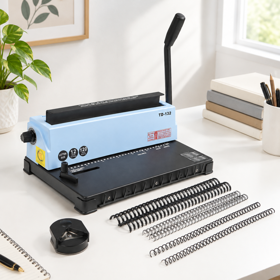 TD-132 3:1 Wire Binding Machine with 12-Sheet Punch and 120-Sheet Capacity
