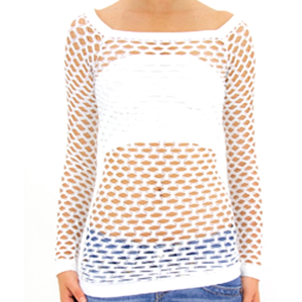 Layer Fishnet TD Collection Women's Elastic Nylon-Spandex Long Sleeve Fishnet Layer ...