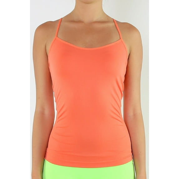 TD Collections Woman's Basic Seamless Long Camisole, Peach Coral One Size