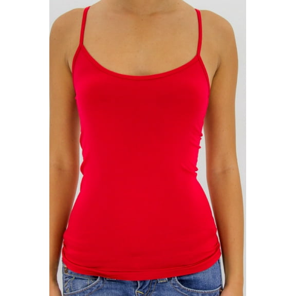 TD Collections Woman's Basic Seamless Long Camisole, Red One Size