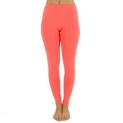 TD Collections Women's Seamless Full Length Footless Tights Basic Solid Leggings (New Coral)
