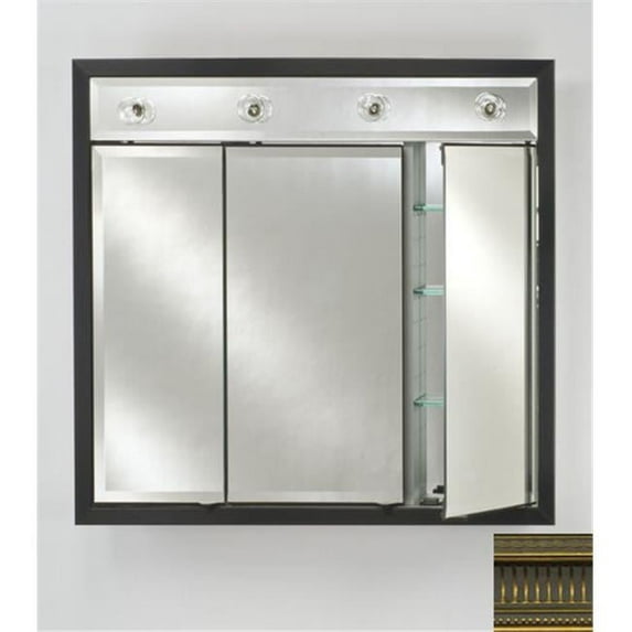 TD-LC3434RROMGD 34 in.x 34 in.Recessed Triple Door Cabinet with Contemporary Lights - Roman Gold