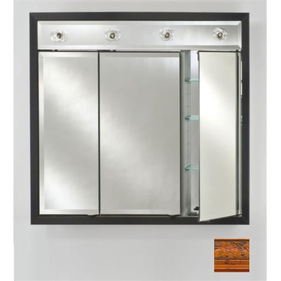 TD-LC4434RPALMA 44 in.x 34 in.Recessed Triple Door Cabinet with Contemporary Lights - Parliament Mahogany