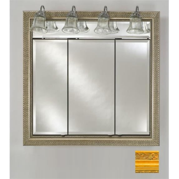 TD-LT4434RCHAGD 44 in.x 34 in.Recessed Triple Door Cabinet with Traditional Lights - Chateau Gold