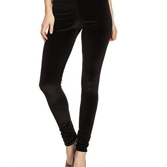 TD Women's Ultra Soft Velvet Stretch Winter Leggings (L, New Black)