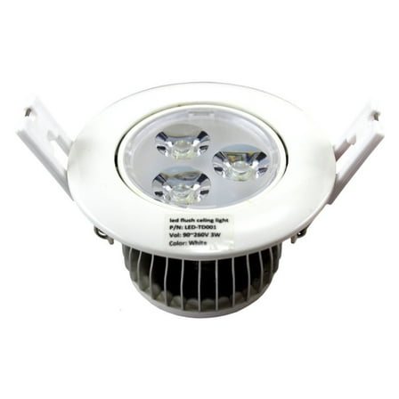 TD001 LED Flush Ceiling Light 3 Watt 240 Lumens 35w Equivalent 3.4" x 2" 100-240v AC 50/60 Hz 30000+ Hour 2 Year Warranty