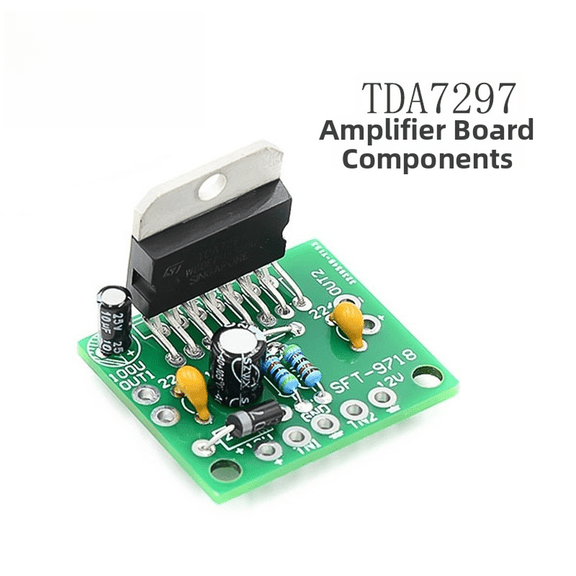 TDA7297 Dual Channel Audio Board Kit, 15W+15W Output Power Module for DIY Sound Projects, 9-15V DC Input, Compact 34x29mm PCB for 4-8 Ohm Speakers