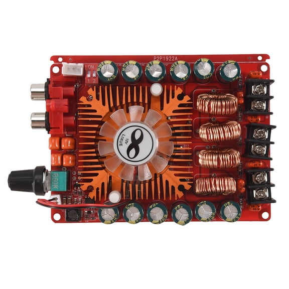 TDA7498E 2X160W Dual Channel Audio Amplifier Board, Support BTL Mode 1X220W Single Channel, DC 24V Digital Stereo Power Amp Module for Car Vehicle Computer,1 x TDA7498E Amplifier Board,red