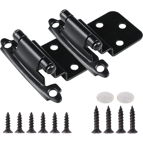 TDCHINGES 10 Pack Black 3/8" Overlay Cabinet Hinges Matte Black