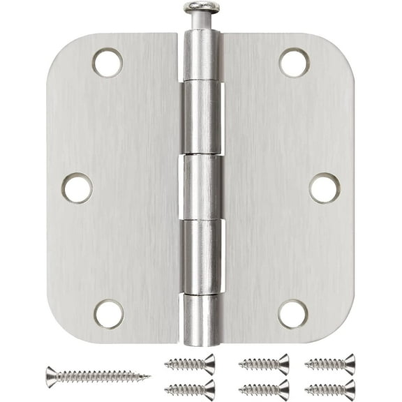 TDCHINGES 108 Pack Door Hinges 3-1/2 in. 5/8" Round Corner Hinge, Satin Nickel