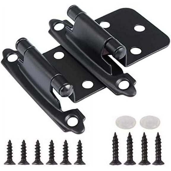 TDCHINGES 20 Pack Black 1/2" Overlay Cabinet Hinges Matte Black