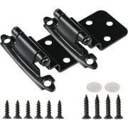 TDCHINGES 4 Pack Black 3/8" Overlay Cabinet Hinges Matte Black