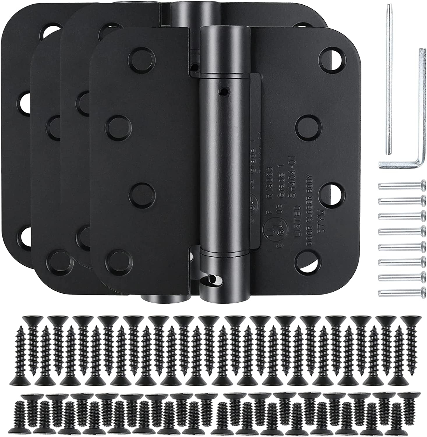 TDCHINGES Black SelfClosing Door Hinges 4 Inch x 4" Spring Hinge Soft