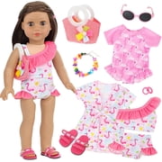 TDDS9 American 18 Inch Doll Swimsuit Accessories and Clothes Sets Includes 18 Inch Doll Clothes and Bag, Shoes, Sunglasses, Necklaces (No Dolls)