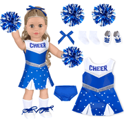 TDDS9 18 inch Girl Doll Stylish Cheer Uniform Clothes Accessories | 7 Pcs Accessories Doll Clothing Cheer-Leading Balls Shoes Socks Hairbow for Competitions Performances and Training Scenarios