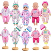 TDDS9 5 Sets Baby Doll Clothes for 14-18 inch Dolls, 16 inch Baby Doll Pjs Clothes Outfits and Accessories for New Born Dolls