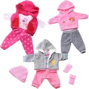 TDDS9 9PCS 16-18 Inch Baby Doll Clothes Set - Magic Tape Design Cute Outfits for Baby Dolls with Hat & Socks, 3+ Age Pretend Play Costumes to Boost Creativity (No Doll Included)