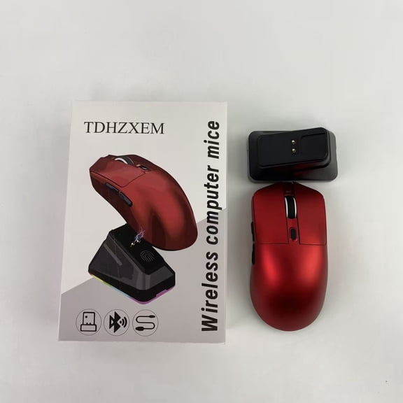 TDHZXEM Wireless computer mice - 2.4 GHz with USB Receiver, 1000 DPI Optical Tracking, 12 Month Battery, Compatible with PC, Mac, Laptop - Red