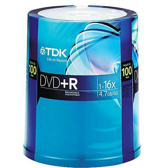TDK 16x DVD+R Discs, 100-Pack
