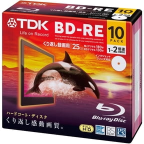 TDK Blue-ray BD-RE Re-writable Disk 25GB 2x Speed 10 Pack | Blueray Disc Rewritable Format ver. 2.1 | Super Hard Coating Surface (Japan Import)