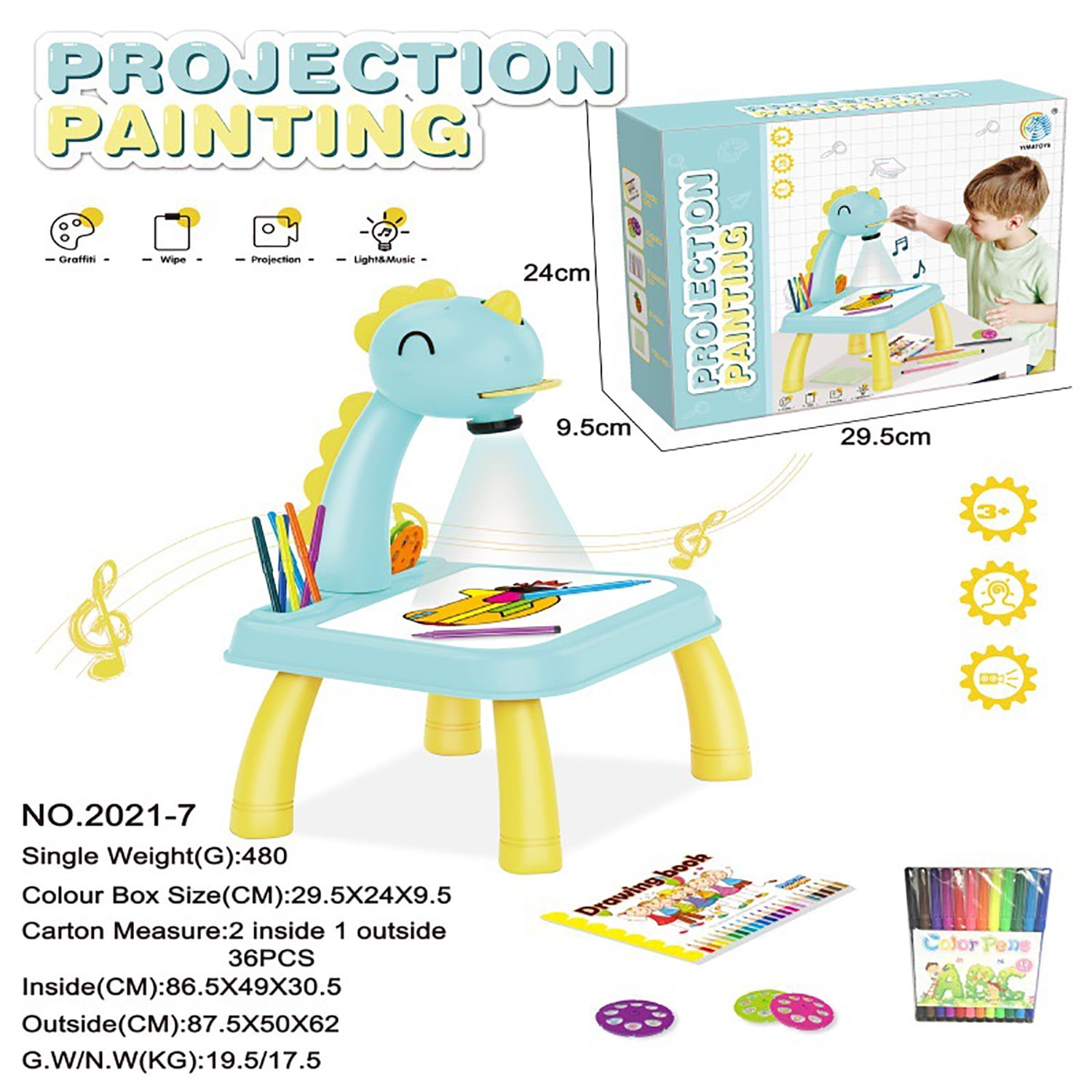 TDOOY Drawing Projector for Kids with Flashlight Slide Projector ...