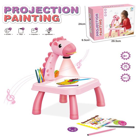 TDOOY Drawing Projector Table for Kids, Trace and Draw, Drawing Board Giraffe with Light & Music, Child Smart Projector Sketcher Erasable Doodle Board Educational Toys for 3+ Girls Boys Toddlers