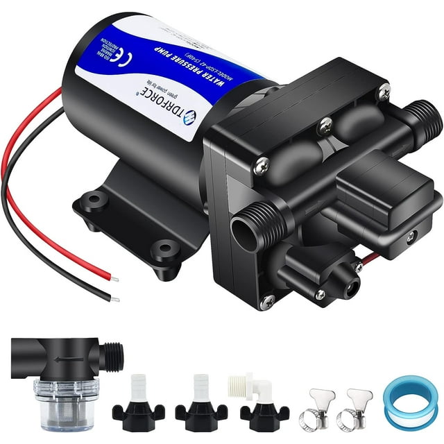 TDRFORCE 12V DC RV Fresh Water Pump 5 GPM Pressure Increase Booster Pump 70 PSI Transfer Pump Self Priming on Demand Water Pump Diaphragm Pump Washdown Pump for Boats Inline Water Pump…
