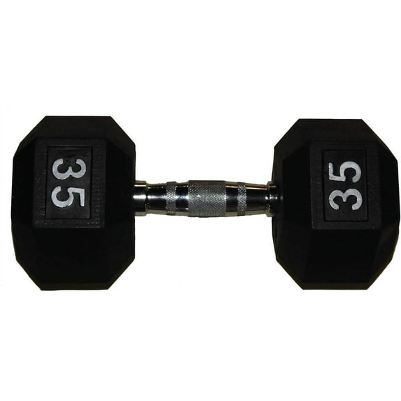 TDS 35lb Rubber Coated Hex Dumbell with Contoured Chrome Handle each