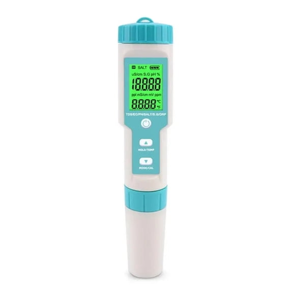 TDS EC PH Salinity Meter ORP H2 S.G TEMP Water Quality Monitor Solution Fertilizer Resistivity Tester For Pools,Aquariums ,Pocket Size Sensor
