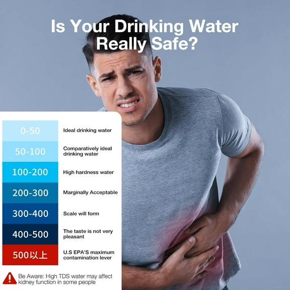 TDS Meter 4 in 1 Digital Water Tester - Accurate and Reliable TDS EC & Temp(°C,°F) Meter - 0-9990ppm - Professional Testing, Suitable For Drinking Water, RO/DI System, Aquariums , Pools(White)