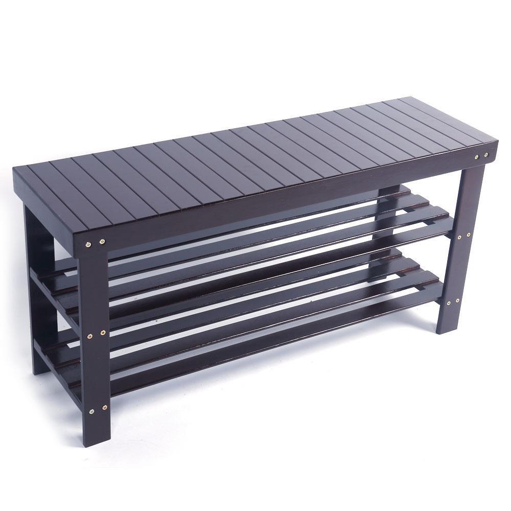 TDUKDBThree layer bamboo shoe rack stool - entryway storage rack, shoe ...