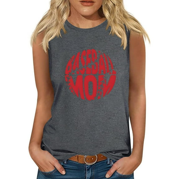 TDYHUAO Baseball Mom Tank Tops for Women Funny Baseball Graphic Sleeveless Tee Casual Loose Fit Gym Workout Summer Vest Top
