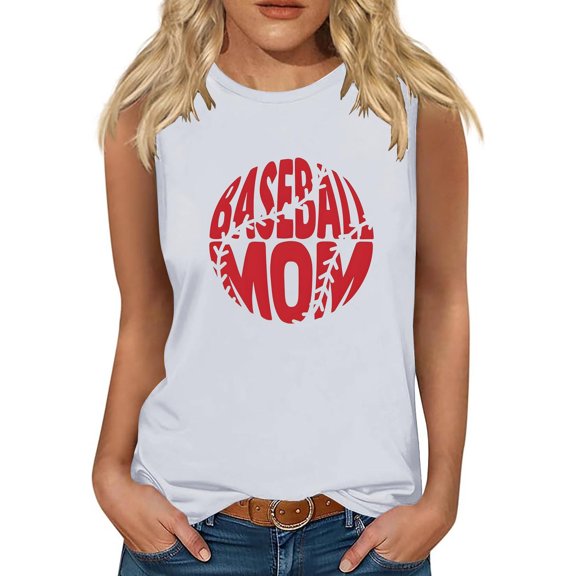 TDYHUAO Baseball Mom Tank Tops for Women Funny Baseball Graphic Sleeveless Tee Casual Loose Fit Gym Workout Summer Vest Top