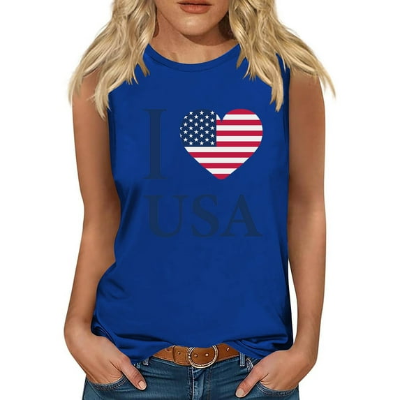 TDYHUAO I Heart USA, I Love USA, America Patriotic 4th July Tshirt T-Shirt Womens American Flag Tank Tops Sleeveless Tees